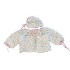 Knit Baby Beanie Sweater Cardigan Crocheted Pastel Multicolor Baby Cardigan price