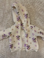 Baby Girl White & Purple Floral Fuzzy Sweater Baby Cardigan price