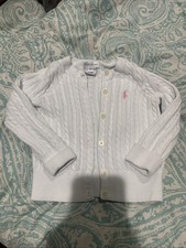 Ralph Lauren Girls White Cable Knit Cardigan Sweater Toddler Sz 24 M Baby Cardigan price