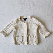 Baby Gap Cardigan 6 - 12 Months Baby Ivory Chunky Knit Sweater Photoshoot Preppy Baby Cardigan price