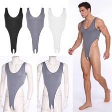 Mens Sleeveless Bodysuit Solid Color High Cut Thong Leotard Undershirts Lingerie Men's Bodysuit price