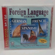 Foreign Language Series Learn German French Spanish PC CD-ROM 3-in-1 Bin B Foreign Language Education Software price