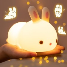 One Fire Bunny Night Light Kids 16 Color Silicone Lamp Dimmable Cute Decor Gift Baby Room Night Light price