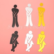 Mirror Toilet WC Man Women Decal 3D Washingroom Entrance Sign Art Sticker  Decor Toilet Sticker price