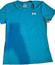 Under Armour Girls Fitted  T-SHIRT Aqua Size YXL Short Sleeve Heat Gear EUC Girls' Shirt price