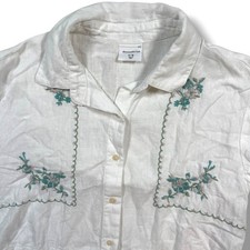 Abercrombie Kids Shirt Girls 9/10 White Linen Blend Embroidered Crop Button Up Girls' Shirt price