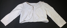 Girls White Long Sleeve Shrug Bolero Cardigan Lace Pearl Trim Size 140 (8/10) Girls' Bolero price