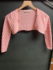 BlackButterfly Girls Size 7-8 Pink Bolero Shrug Pointelle Knit Cropped Cardigan Girls' Bolero price