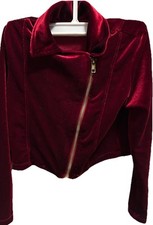 Knit  Works girls Bolero Red Velvet Full Zip Crop Jacket Long Skeeve Sz5 Girls' Bolero price
