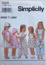 Simplicity 8928 EASY Girls Rompers Dress Bolero Hat Sewing Pattern Sz 5-6-6X Girls' Bolero price