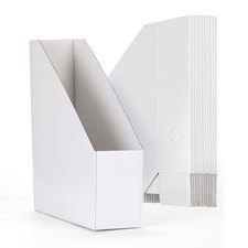 12 Pack White Magazine File Holder, Cardboard Magazine Rack with Label, Folda... Office Magazine Rack price