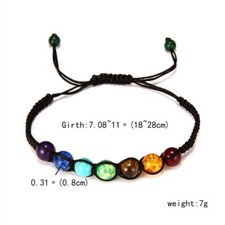 7 Chakra Natural Stone Healing Beads Bracelet Leather Bangle Wrap Jewelry Women Natural Stone Bracelets price