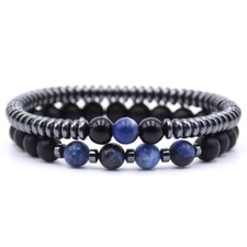 2Pcs/Sets Natural Stone Bracelets Hematite Bracelets Women Men Bracelets Jewelry Natural Stone Bracelets price