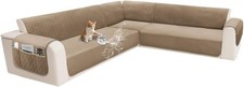 6-Pc Waterproof L-Shaped Sectional Sofa Cover Set Velvet Non-Slip Light Brown Sofa Set price