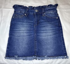 Joe's Jeans Skirt Girl's 10 Denim Cut Off A Line Solid Dark Wash Blue Pockets Girls' Jeans / Denim Skirt price