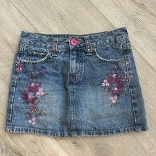 Girl's Faded Glory Denim Skirt Denim Floral Size 10 Embellished 90s Y2K Girls' Jeans / Denim Skirt price
