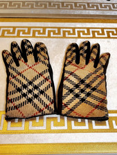 Burberry Plaid Vintage Men's Gloves in Beige, Black and Red Accents Men's Gloves price