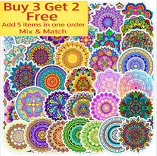 50pcs Waterproof Vinyl Stickers Mandala Boho Symbol Flowers Luggage Phone Laptop Baby Room Wall Decor price