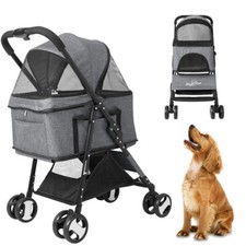 XXL Pet Stroller Pram Dog Carrier Trailer Stroller Travel Walk Carrier Load 66lb Stroller-Pram Rain Cover price