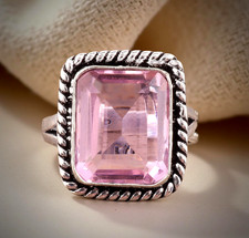 Pink Kunzite Gemstone 925 Sterling Silver Handmade Ethnic Jewelry Ring All Size Sapphire Ring price