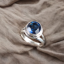 Blue Sapphire Gemstone 925 Sterling Silver Ring Handmade Jewelry Ring For Gift Sapphire Ring price