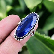 Blue Sapphire Ring 925 Sterling Silver Ring Lab Created Ring Women's Ring Sapphire Ring price