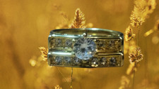 Elegant Yellow Gold & White Sapphire Ring Women Size 8 Sapphire Ring price