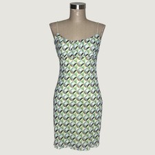 No Comment Y2K Style Green Geometric Cube Slip Mini Dress Lettuce Hem Medium Slip Dress price