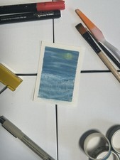 ACEO Original oil pastel wave landscape 2.5x3.5” Pastel Paint price