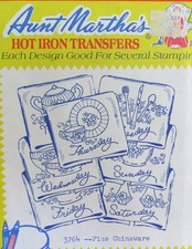 Aunt Marthas 3764 Floral Dishes China DOW Tea Towels Embroidery Transfer Pattern Dishes price
