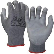 WOLF Ultra-Thin Grey Work Gloves Polyurethane Palm Coated Nylon Shell 12 Pairs Unisex Gloves price