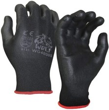 WOLF Ultra-Thin Black Work Gloves Polyurethane Palm Coated Nylon Shell 12 Pairs Unisex Gloves price