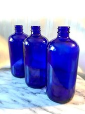 Blue Glass Bottle ~ Cobalt BOSTON ROUND ~ Medicine  Apothecary ~Large 16 Oz Decorative Bottle price