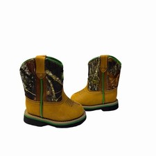 John Deere Baby Infant Size 4M Brown Camo Pull on Leather JD1188 Boots Baby Boots price