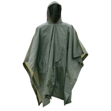 OD Green Vinyl Wet Weather Rain Poncho Military Style Tarp Shelter Bivy Tent NEW Poncho price