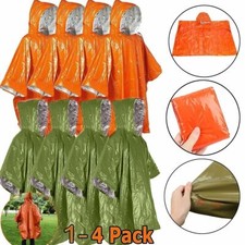 1/2/4pcs Emergency Survival Rain Poncho Reusable Mylar Thermal Blanket Poncho Poncho price