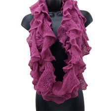 Women's Infinity Scarf Berry Ruffle Knit 10" x 46" Stretch Neck Warmer Women's Neck Warmer price