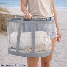 Large Summer Beach Mesh Bag Foldable Storage Tote Bags, Lightweight 16x15x9 in Women's Beach Bag price