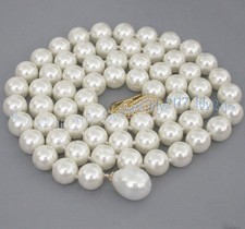 Elegant White South Sea Shell Pearl Round Beads Necklace 14-50'' 8/10/12/14mm Pearl Necklace price