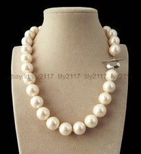 Genuine 14mm White South Sea Shell Pearl Round Beads Necklace 18'' Pearl Necklace price