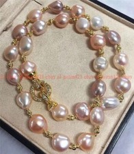 Elegant Genuine Natural South Sea Baroque Pink Purple Pearl Necklace 14-36'' Pearl Necklace price