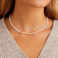 Classic Small 3mm White South Sea Shell Pearl Round Beads Necklace 14-28 inches Pearl Necklace price