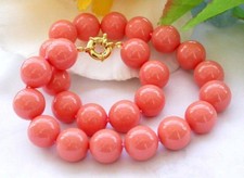 Natural 12mm South Sea Coral Pink Shell Pearl Round Gemstone Necklace 18'' Pearl Necklace price