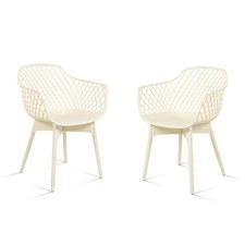 Aoodor Modern Dining Chairs Set of 2 Plastic Cafe Chairs Weather-Resistant Beige Cafe & Canteen Chair price