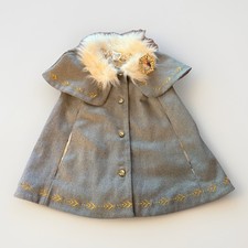 Disney Frozen Girls’ Grey Elsa/Anna Cape Coat 5/6 White Faux Fur Collar Buttons Girls' Overcoat price