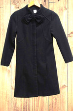 Gymboree Long Wool Blend Black Button-Up Lined Bow Dress Coat Girls Size 7/8 EUC Girls' Overcoat price