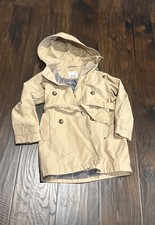 Zara Kids Coat Girls Size 7 Tan Khaki Jacket With Hood And Belt Plaid Lining Girls' Overcoat price