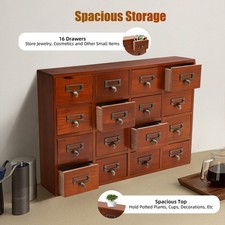 16 Drawers Vintage Tabletop Library Card Catalog Cabinet Apothecary Storage Box Library Cabinet price