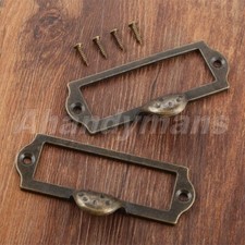 10PCS Antique Library File Cabinet Drawer Tag Label Pull Frame Name Card Holder Library Cabinet price