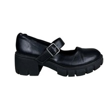 Steve Madden Size 6 Black Leather Mary Jane Block Heel goth Grunge Coquette Shoe Platform Shoes price